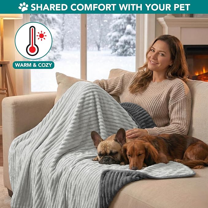 PetAmi Waterproof Dog Blanket, Leakproof Pet Blanket for Small Medium Large Cats, Soft Plush Reversible Sofa Couch Cover Protector, Washable Puppy Throw for Bed Crate, 24x32 in, Grey Light Gray