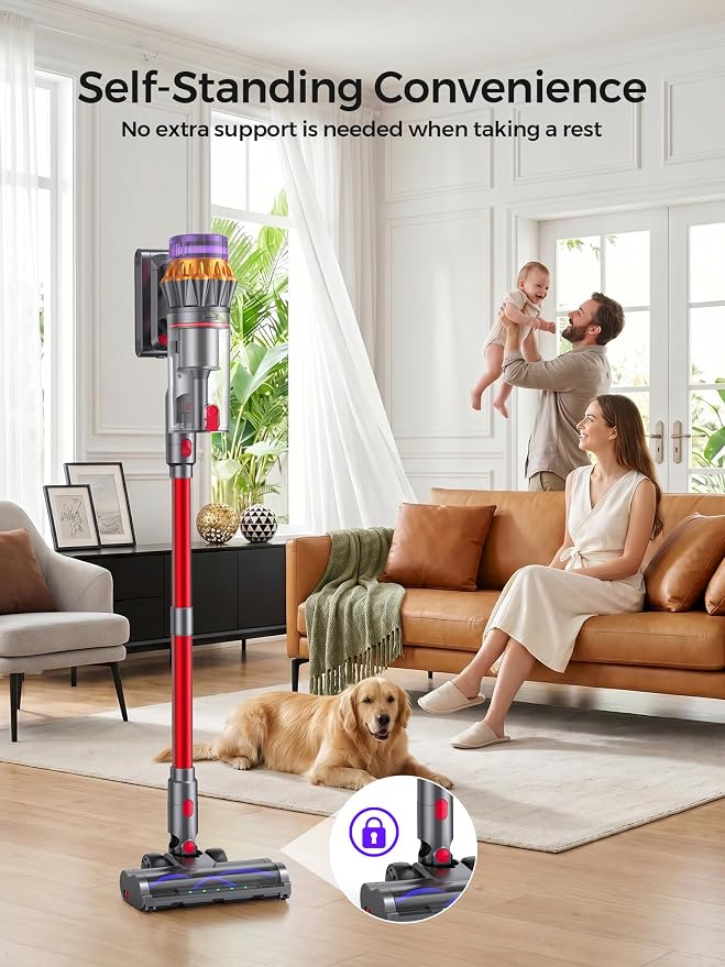 Cordless Stick Vacuum Cleaner, 600W 55KPA 70Mins for Pet Hair, Carpet, Home