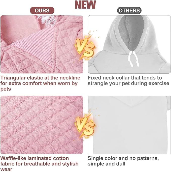BEAUTYZOO Small Dog Hoodie Sweater with Pockets, Dog Clothes for Small Medium Dogs Boy Girl, Waffle-like Laminated Cotton Pet Coats with Hat and Leash Hole, All Weather Coat for Puppy Doggie Chihuahua | Warm Dog Sweatshirt with Pocket & Leash Hole,Pull...