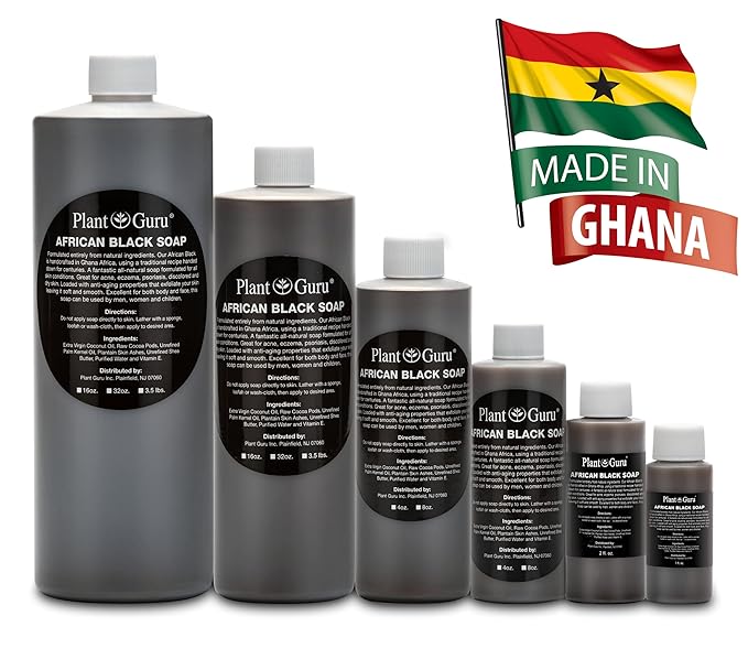 African Black Soap Liquid 8 oz. 100% Raw Pure Natural From Ghana. Acne Treatment, Aids Against Eczema & Psoriasis, Dry Skin, Scars and Dark Spots. Great For Pimples, Blackhead, Face & Body Wash