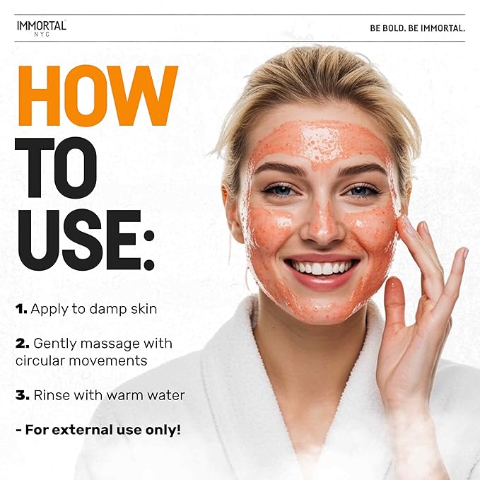 Immortal NYC - Apricot Crush Face & Body Scrub Mask Gel- Moisturizing and Exfoliating Body, Face, Hand, Foot Scrub - Fights Acne, Fine Lines & Wrinkles, Great Gifts For Women & Men - 10 oz