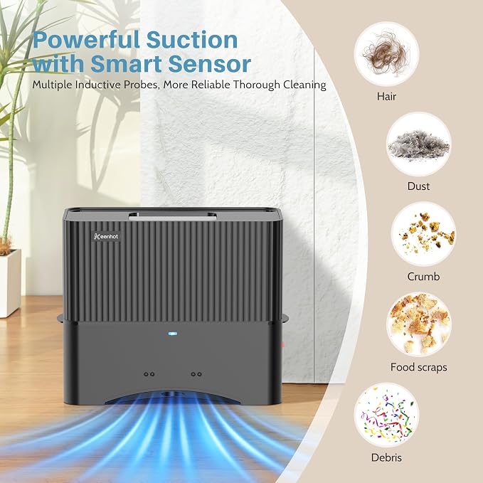 Touchless Vacuum Automatic Dustpan, 20Kpa Suction, Compact Baggless Design | Ultra Fast Hair Vacuum for Salons Pet Hair Food Dirt Home Kitchen, Corded Space-Saving Electric Canister Vacuum Cleaner
