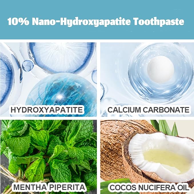 2Pcs Hydroxyapatite Toothpaste, 2026 New Upgraded Formula 10% Nano-Hydroxyapatite Toothpaste for Enamel Protection, Fluoride-Free Toothpastes with Gentle on Sensitive Teeth(120G)