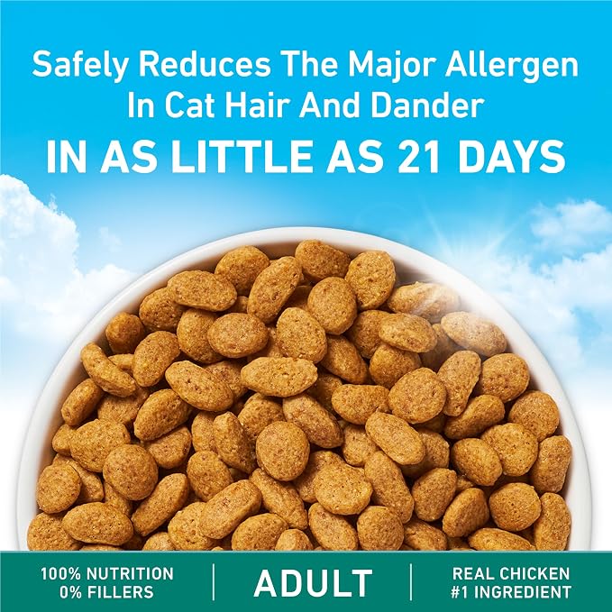 Purina ONE LiveClear Allergen-Reducing Cat Food Dry Formula with Real Chicken As The Number One Ingredient - 6.3 lb. Bag | Real chicken is the #1 ingredient, reduces allergens in cat hair and dander by 47%, includes DHA for cat vision support