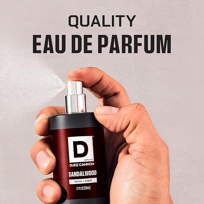 Duke Cannon Proper Cologne for Men, Sandalwood (Santal + Amber), Long-Lasting Eau de Parfum, 1.7 fl oz