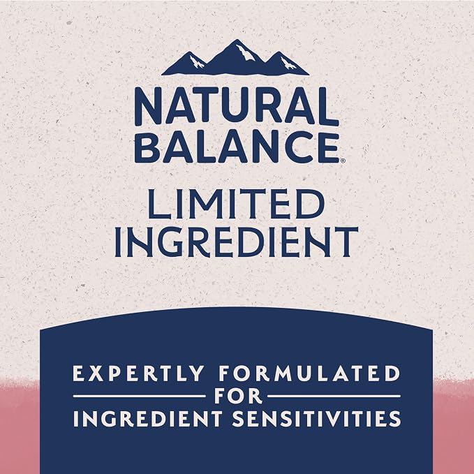 Natural Balance Limited Ingredient Adult Dry Dog Food with Healthy Grains, Salmon & Brown Rice Recipe, 24 Pound (Pack of 1) | Dry Dog Food with Wholesome Grains, Balanced Nutrition for Adult Dogs with Sensitivities, Skin and Stomach Support