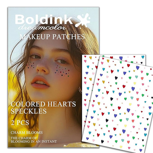 2pcs Makeup Stickers,Waterproof Face Colorful Love Heart Temporary Tattoo Stickers,Masquerade Stickers,Wedding Face Makeup Stickers for Women.