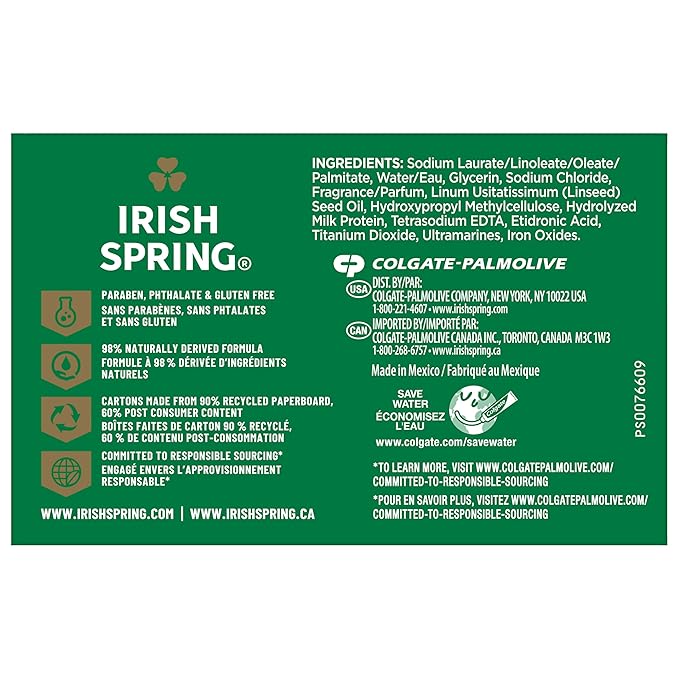 Irish Spring Bar Soap for Men,Moisture Blast,3.7 Oz,(Pack of 48)