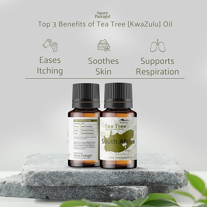 Tea Tree Essential Oil - Direct from Kwazulu Botanicals South Africa - Steam Distilled - Aceite Esencial de Árbol de Té for Aromatherapy, Diffuser, DIY Candle and Soap Making - 22lbs
