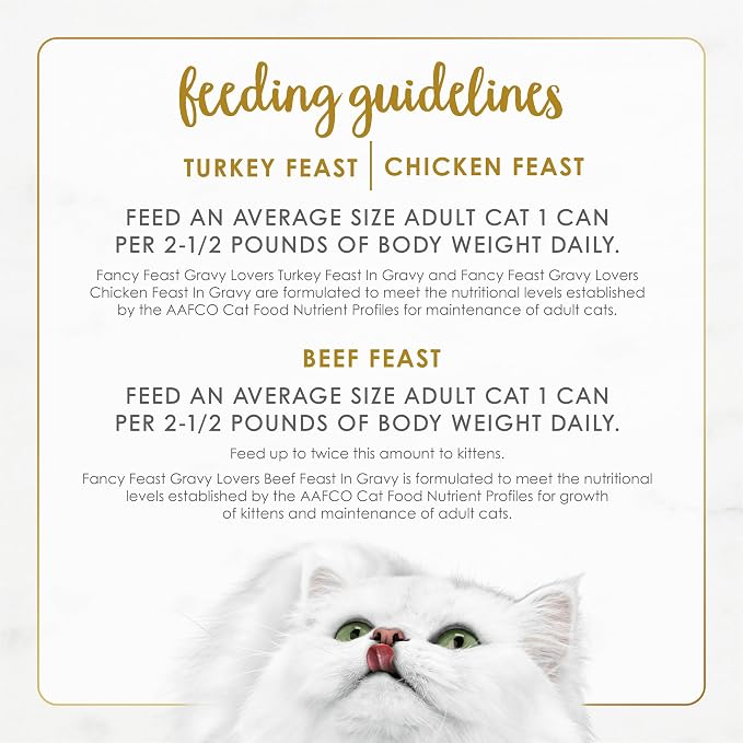 Purina Fancy Feast Gravy Lovers Wet Cat Food, 3 oz Cans, 30-Pack | Variety Pack with poultry and beef grilled gourmet recipes, made with no artificial colors or preservatives