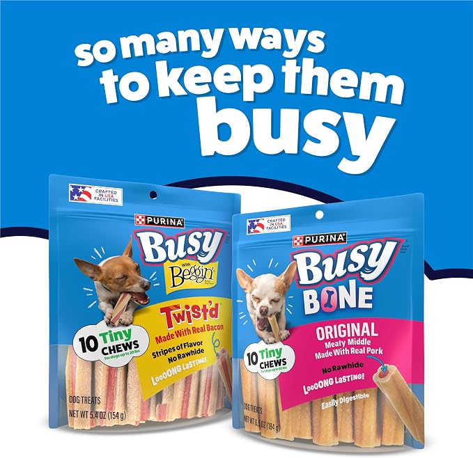 Purina Busy Bone Adult Toy Breed Dog Chew Bone Treats, Tiny - 30 ct. Pouch