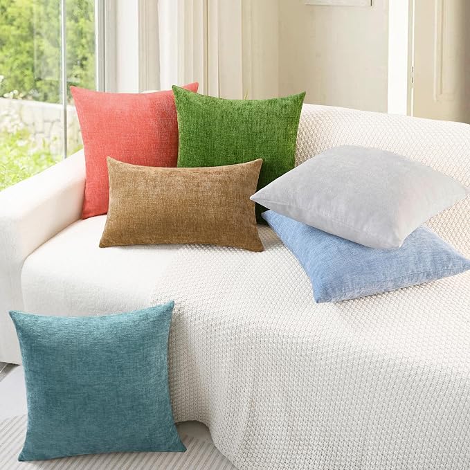 CaliTime Decorative Couch Throw Pillow Covers 26 X 16 Inches Living Coral | Pack of 2, Cozy Chenille Cushion Cases for Sofa Bed Living Room Farmhouse Home