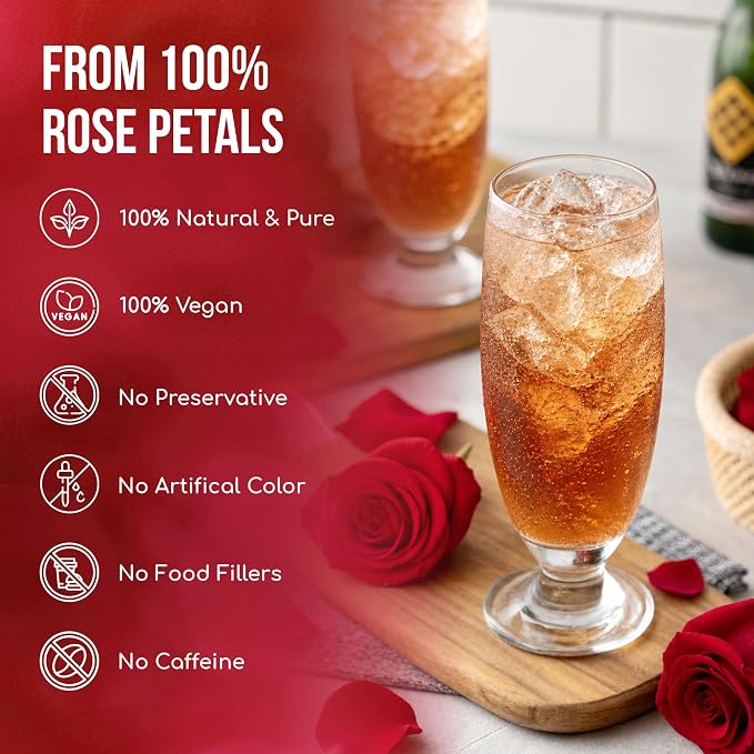 FreshDrinkUS, Premium 16oz Dried Rose Petals, 100% Natural & Pure, Herbal Tea, Daily Infusion Botanical, No Sugar, No Caffeine, No Gluten, Vegan. Rich in Antioxidants.