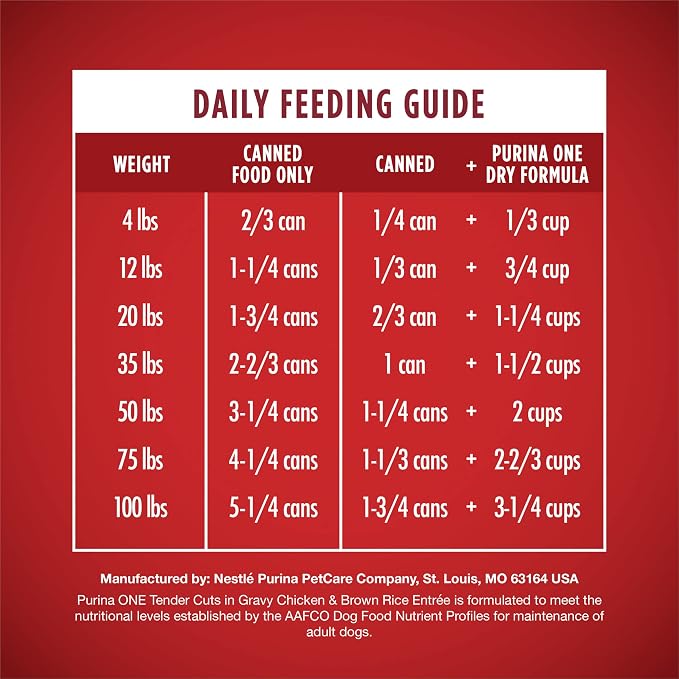 Purina ONE Chicken & Brown Rice Wet Dog Food, Tender Cuts, (12) 13 oz Cans | Tender Cuts in Gravy, natural, high protein dog food with zero fillers and added vitamins, minerals, and nutrients