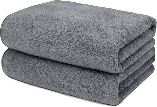 UNIMADE 2 Pack Gym Towels Set - Highly Absorbent and Quick Drying Microfiber Salon Towels, Premium Hand Cloths for Bathroom, Gym, Shower, Hotel, and Spa - 16x27 inch (Grey)