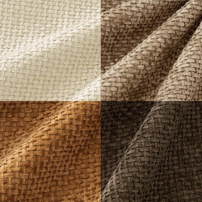 MIULEE Soft Decorative Chenille Fall Pillow Covers Brown 16x16 Pack of 4 | Rustic Home Decor, Layered Brown Collection, Couch Throw Pillows, Farmhouse Boho Cushion Covers for Sofa Bed Living Room