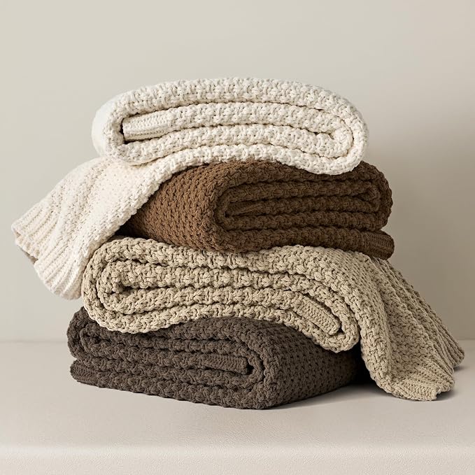 EVERGRACEHOME Chunky Chenille Knit Throw Blanket, 60 x 80, Camel Brown | Sculpted Moss Stitch, Chic Modern Farmhouse, All-Season Warmth, OEKO-TEX® Certified, Elegant Blanket for Couch, Bed, Sofa
