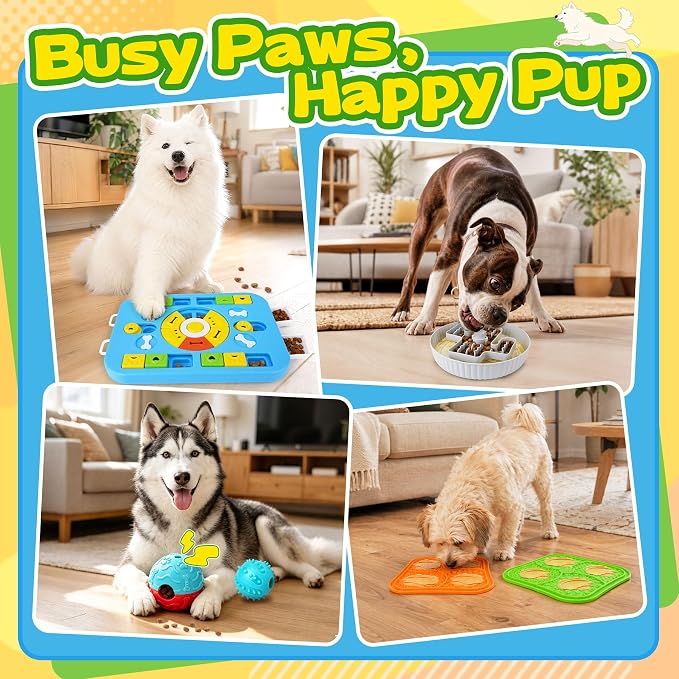 Forfon Upgraded Dog Enrichment Toy Set with Slow Feeder Bowl & Puzzle Toy | For All Breeds, Detachable Bowl Design, Replaceable Lick Mats, Mental Stimulation, Healthy Eating