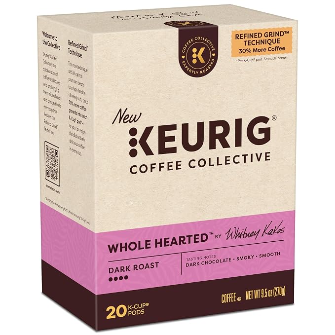 Keurig Coffee Collective, Whole Hearted by Whitney Kakos, Dark Roast Coffee, Single Serve Keurig K-Cup Pods, 20 Count