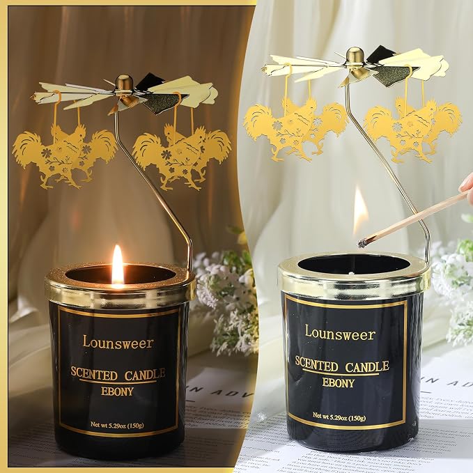 Lounsweer Chicken Gifts for Women Rotating Scented Candle with Rotatable Candle Holder Rooster Gifts for Chicken Lovers Funny Presents for Women Mom Birthday Anniversary Chrismas Festival