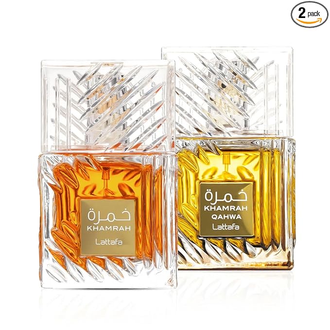 Lattafa Khamrah & Khamrah Qahwa Eau De Parfum Unisex 3.4 Fl Oz | Long-Lasting Arabic Perfume for Men & Women | Luxury Fragrance Gift Set | Spicy, Sweet & Woody Scent