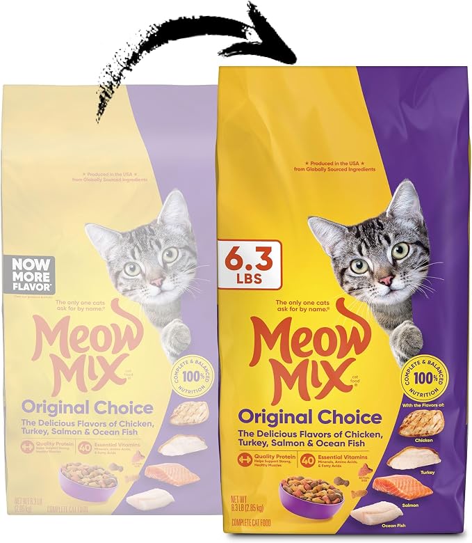 Meow Mix Original Choice Dry Cat Food, 6.3 Pound Bag (Pack of 2)