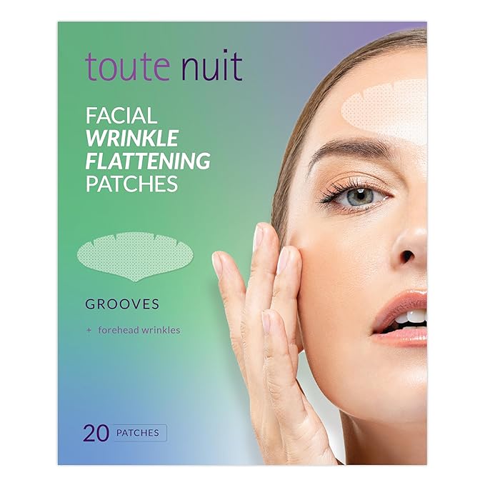Toute Nuit Wrinkle Patches – Grooves – Face Tape for Maximum Forehead Coverage – Hypoallergenic Anti Wrinkle Patches – 20 Count, Made in USA