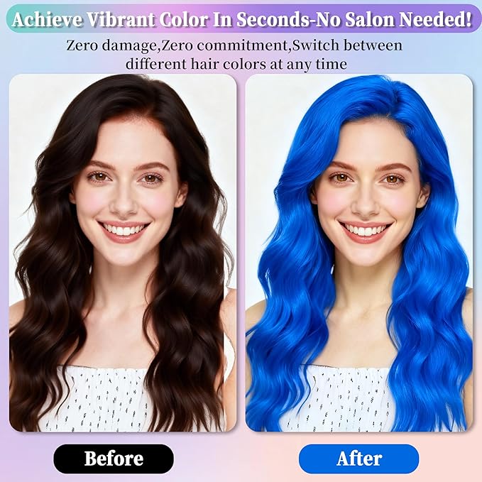 Blue Hair spray,Hair spray temporary for Women Kids Men, Washable Temporary Hair Dye Spray，Spray hair color Non-Sticky，For Christmas Party, Halloween Crazy Hair Day,Cosplay Party (Blue, 4.06 oz)