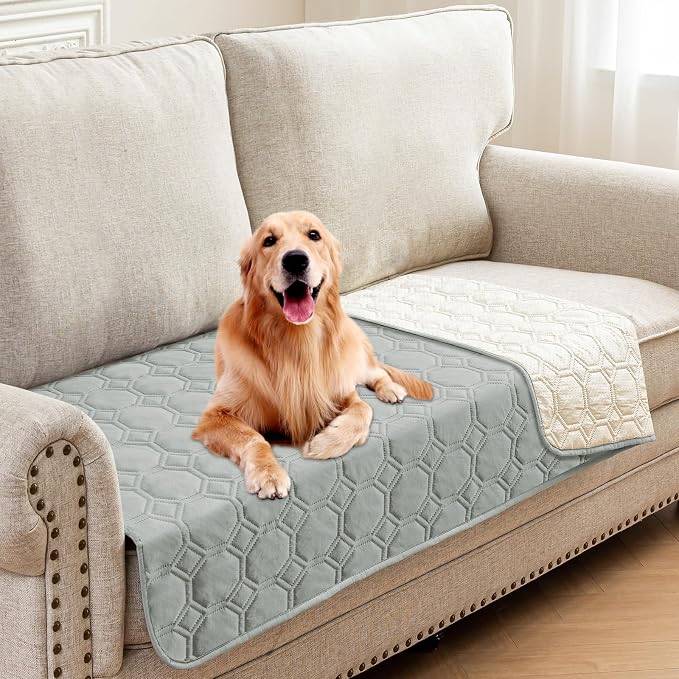 ZNSAYOTX Ultimate Cozy Blankets (30"x53") 100% Waterproof Sofa Mat Blanket for Dog Pets, Bed Couch Protector with Non-Slip Back Washable Durable, Pee Scratch Proof Easy to Clean (Light Grey)