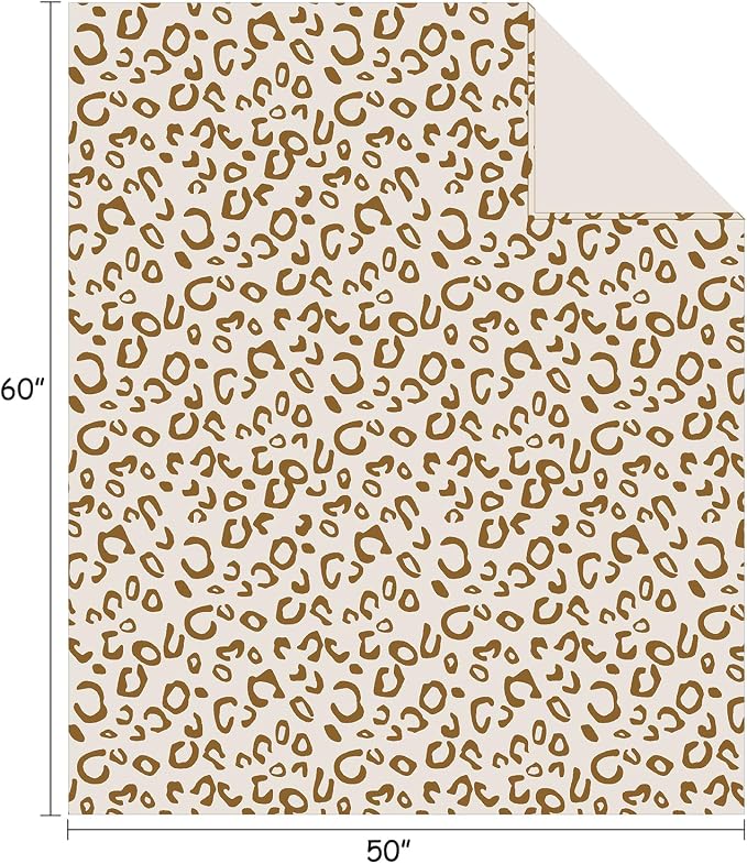 Cheetah Print Blanket Flannel Fleece Throw Blanket with 3D Leopard Print, 50"X60", Brown