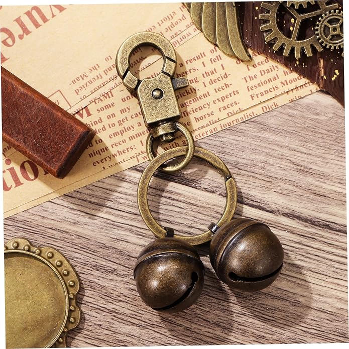 Kisangel Smart Bell Keychain Solid Brass Pet Bell for Tracking Rustic Elegant Cat Bell Accessory