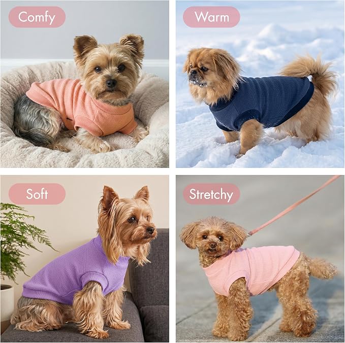 2 Pack Dog Shirt for Small Supplies Functional Waffle Dog Clothes Warm Soft Sweatshirt Outfit for Dogs Cats Pet Apparel