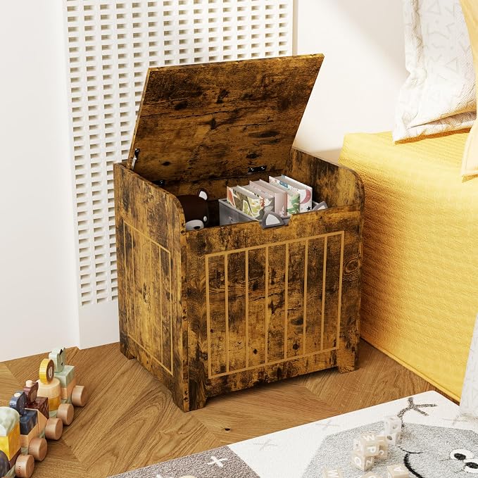 Aenuert Storage Chests, Small Cube Organizer Box,Wooden Entryway Storage (Brown, Without Handles)