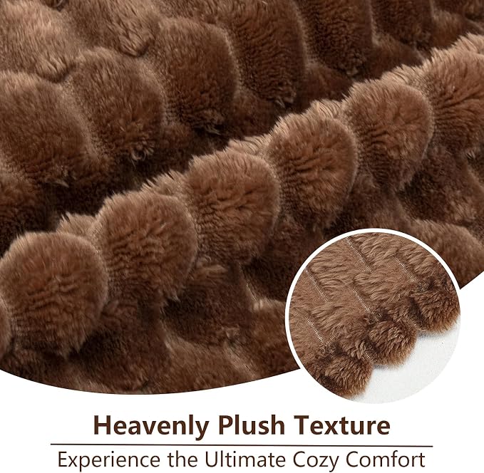 Excervent Big 3D Clouds Stylish Blanket for Bed, 50x70 Inches, Mocha | Decorative Fuzzy Flannel Fleece Throw Blanket for Sofa Bed Couch, Super Soft Cozy, Suitable for All Seasons