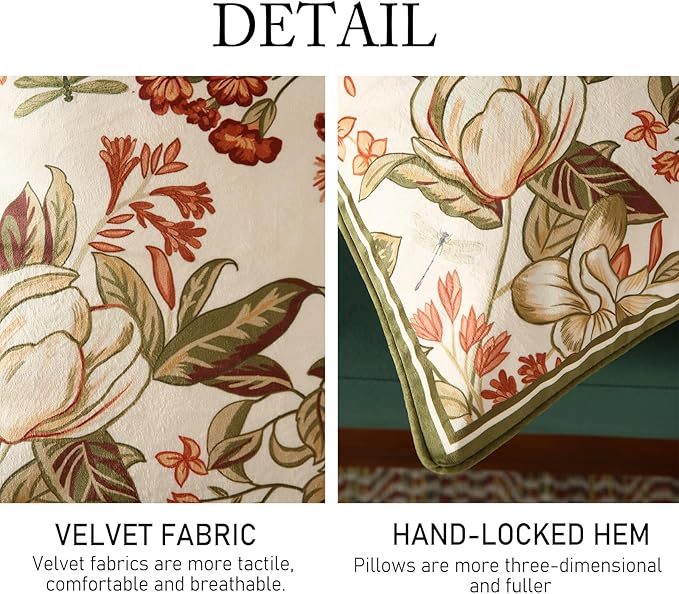 Designer French Velvet Throw Pillow Covers,Set of 4-Grace ABCD | Pillow Cover,Concealed Zipper Design,Dragonfly Pattern,Sofas,Bedroom,Living Room,Lounge Chairs,All Season Home Decor