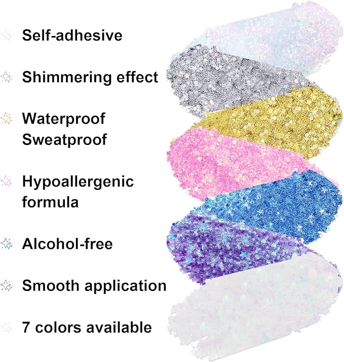 Purple Body Glitter Stick, Sparkling Hair Glitter for Kids and Women, Waterproof Face Hair and Body Glitter Makeup, Rave Accessories Carnival Chunky Sequins