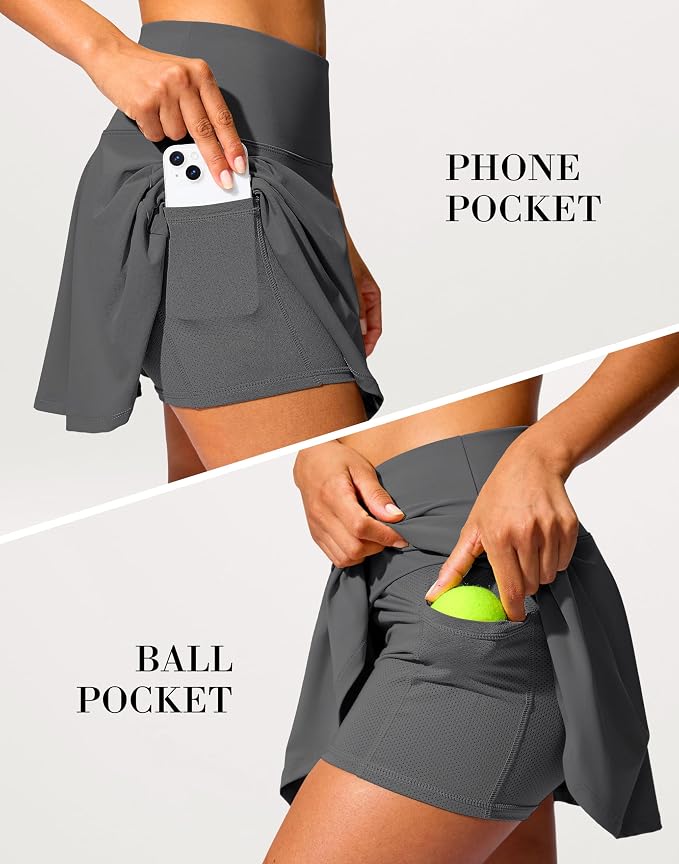 14" Tennis Skirt Golf Skorts with Pockets Tummy Control Shorts Pleated Skirts for Women Athletic Dressy Casual
