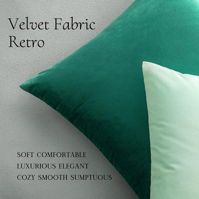 MIULEE Velvet Throw Pillow Covers 18x18 Inch Pack of 2 Green | Soft Solid Decorative Pillow Covers, Modern Luxury Home Decor, for Couch Chair Sofa Bedroom Livingroom