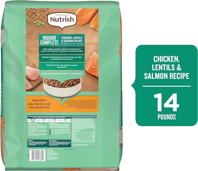 Nutrish Indoor Complete Dry Cat Food, 14 lb. Bag (Rachael Ray)
