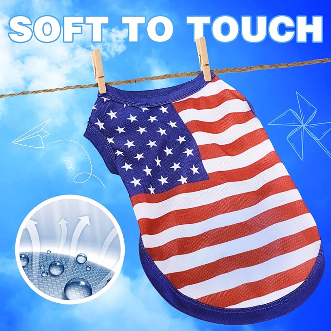 American Flag Inspired Dog Vest: Perfect Dog Shirt, Ideal Tank Top for Everyday Wear, Independence Day Celebrations Crafted Materials for a Cute and Stylish Look Blue M