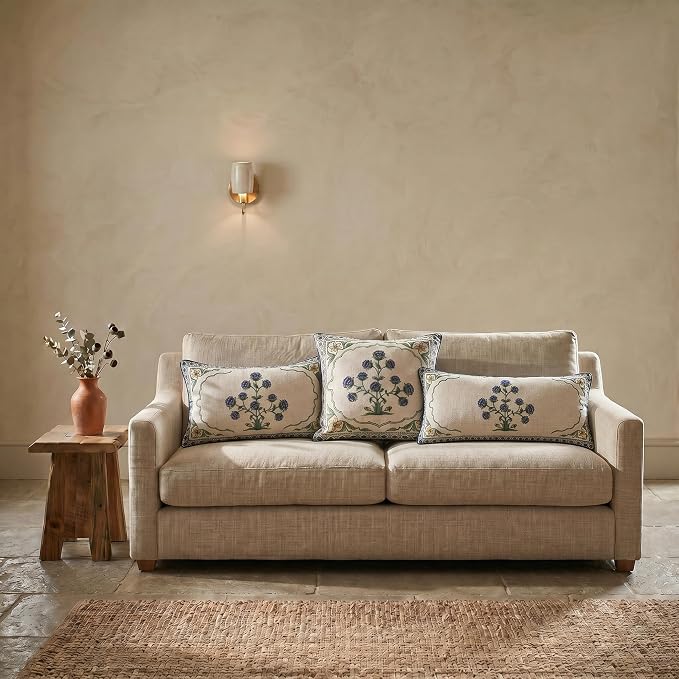 patdrea Designer French Vintage Linen Throw Pillow Cover,12"x28"-Ivar B | Vinage Decorative Pillow Case,Floral Pattern,White Pillow Cover for Couch Living Room Bedroom Sofa Outdoor
