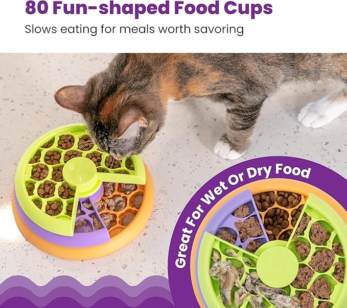 Catstages Nina Ottosson Kitty Lickin' Layers Cat Toy Treat Puzzle, 6.6" | Level 2 Intermediate, 3 Layers, 70+ Treat Compartments, Dry or Wet Food, Slow Feeder, Enrichment, Indoor Cats & Kittens