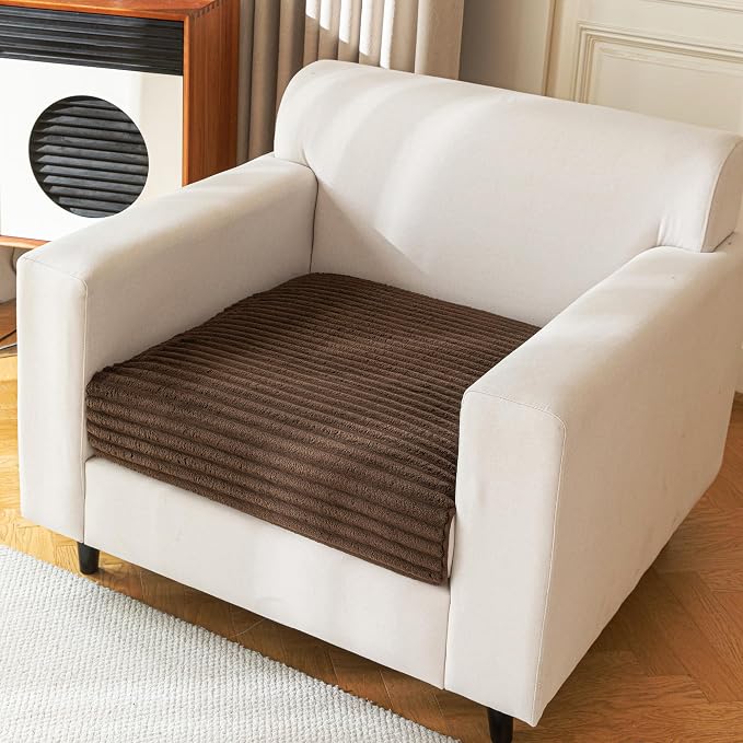 MYSKY HOME 100% Waterproof Couch Cover, Chair Cover for Dogs Washable, Non Slip Couch Headrest Covers Pet Friendly, Sofa Covers Furniture Protector, Dog Bed Cover, Chocolate, 35"x35"