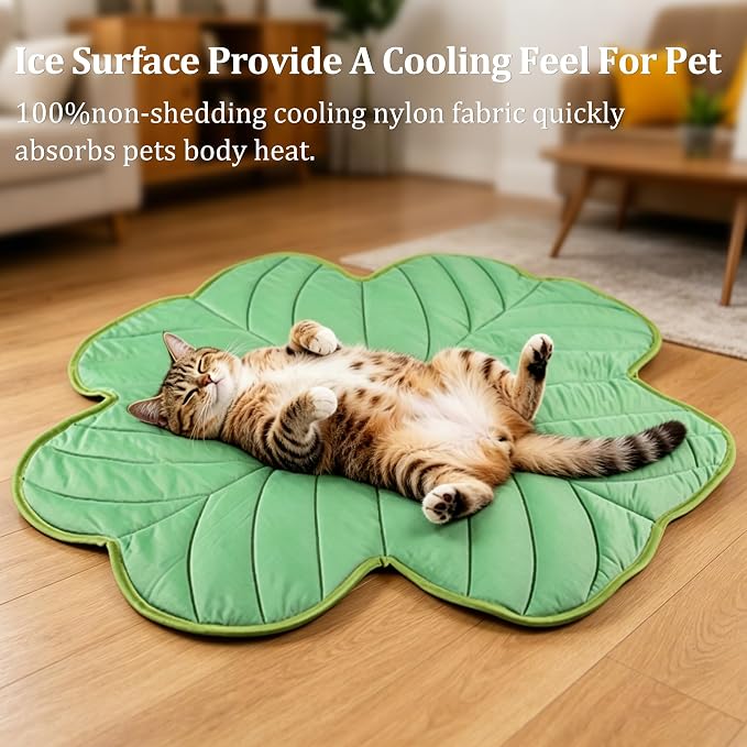 Cooling Mat for Dogs, Dog Cooling Pad Bed, Q-MAX>0.45- Lightweight, Durable & Breathable Pet Throw for Sofa, Car and Furniture Protector, Reversible Design, 40"x40", Four-Leaved Clover
