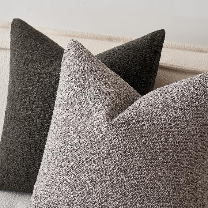 MIULEE Textured Boucle Lumbar Pillow Cover for Bed 12x20 Dark Coffee | Pack of 1 Textured Neutral Couch Throw Pillow Cover, Accent Solid Pillowcase, Sofa Living Room Home Decor