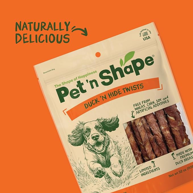 Pet 'n Shape Duck 'n Hide Twists - Duck Wrapped Rawhide Natural Dog Treats, Small, 1 Pound (Pack of 1)