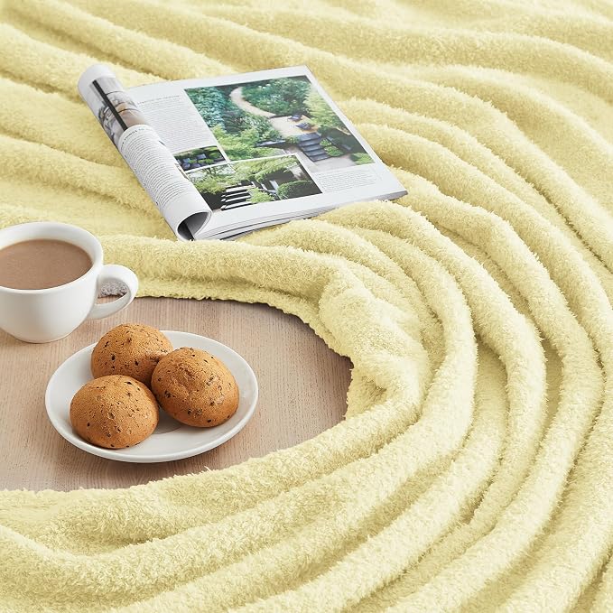 Knit Throw Blanket for Couch Yellow - Super Soft Lightweight Plush Fuzzy Fluffy Cozy Blankets and Throws for Sofa Bed, 50 x 60 inches