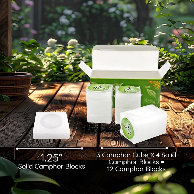 SOUL STICKS Natural Camphor Blocks, Pure Camphor Tablets for Aromatherapy & Puja - Alcanfor en Bloques, Alcanfor en Bolitas, Kapoor for Pooja (56 Grams (12 Tablets))