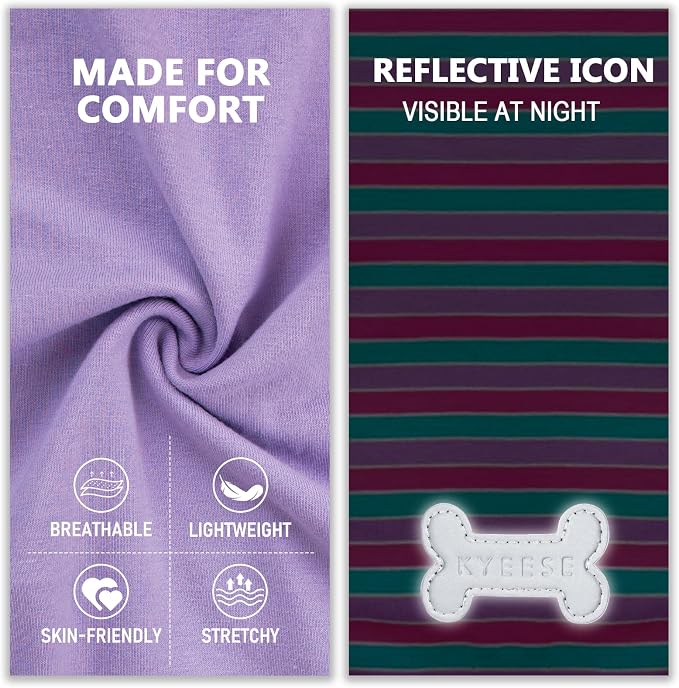 KYEESE 2Pack Cotton Dog Shirt for Large Dogs Soft Striped Tank Top | Reflective for Safety, Lightweight & Breathable, Gentle on Sensitive Skin, Stretchy & Free to Move, Comfortable Daily Wear