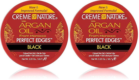 Creme of Nature with Argan Oil From Morocco Perfect Edges Hair Gel, 24 Hour Hold with Moisture and Exotic Shine, Black, 2.25 Oz (Pack of 2)